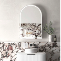 Archie Arch Led Mirror Matte White Shaving Cabinet